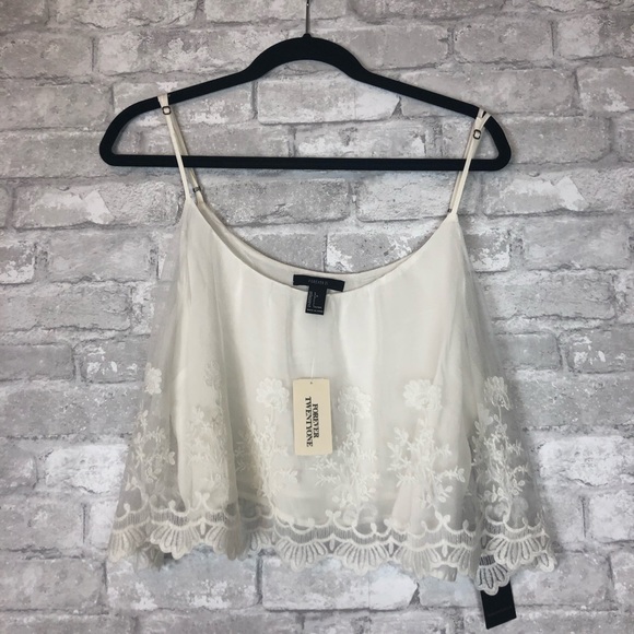 Forever 21 Tops - Forever 21 Cream Woven Crop Top